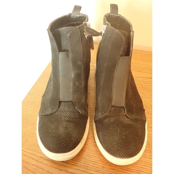 Madden Girl High Top Black Shoe Sneakers Wedge Heel Booties Size 11 - Picture 2 of 10